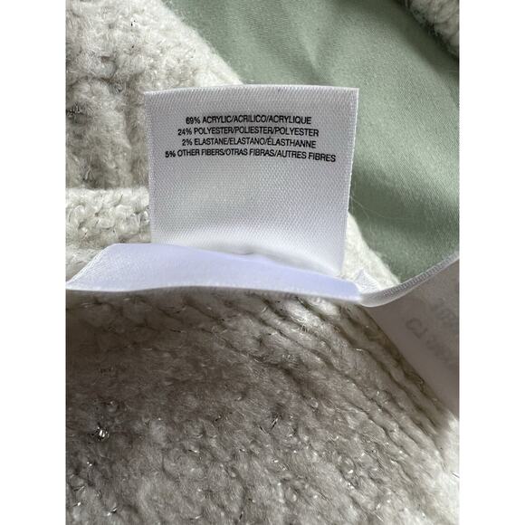 Anne Klein Sweater Women's Small Crewneck White with Metallic Silver - Picture 8 of 10